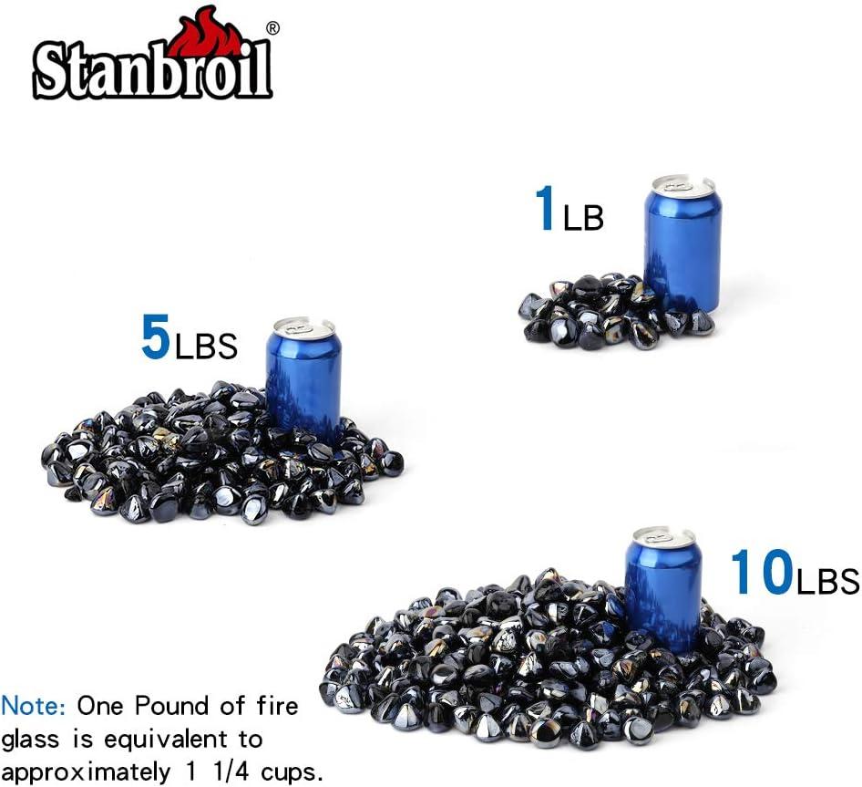 Stanbroil 10-Pound Fire Glass Diamonds – 1/2 inch Luster Fire Glass for Fireplace Fire Pit and Landscaping, Emerald Green Luster(Onyx Black Luster)