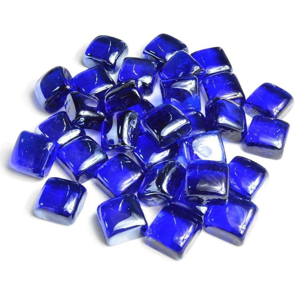 Stanbroil 10-Pound Fire Glass Cubes – 1 inch Fire Glass for Fireplace Fire Pit, Royal Cobalt Blue Reflective(Cobalt Blue Reflective)