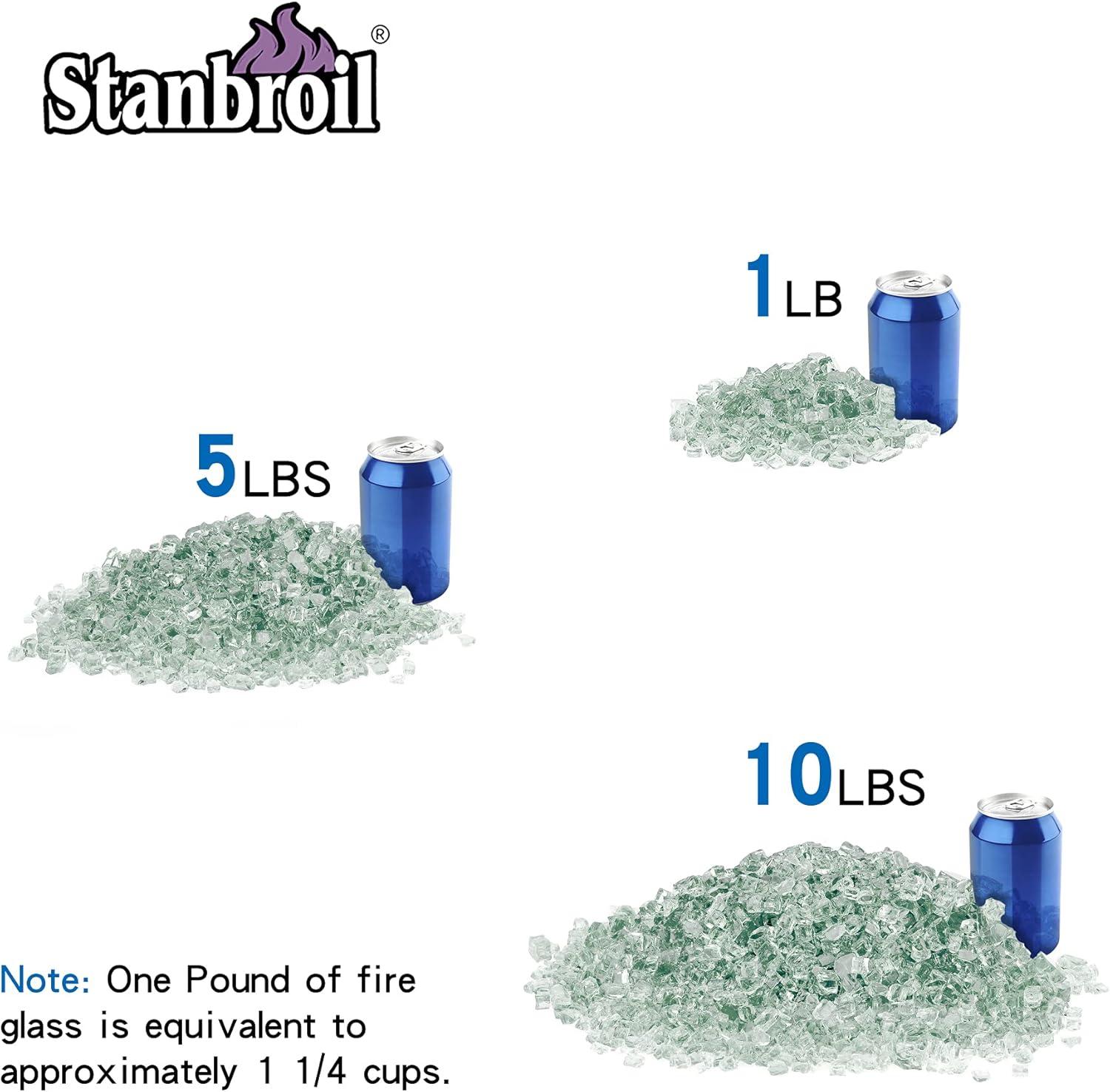 Stanbroil 10-Pound Fire Glass – 1/2 inch Tempered Fire Glass for Fireplace Fire Pit, Crystal Ice