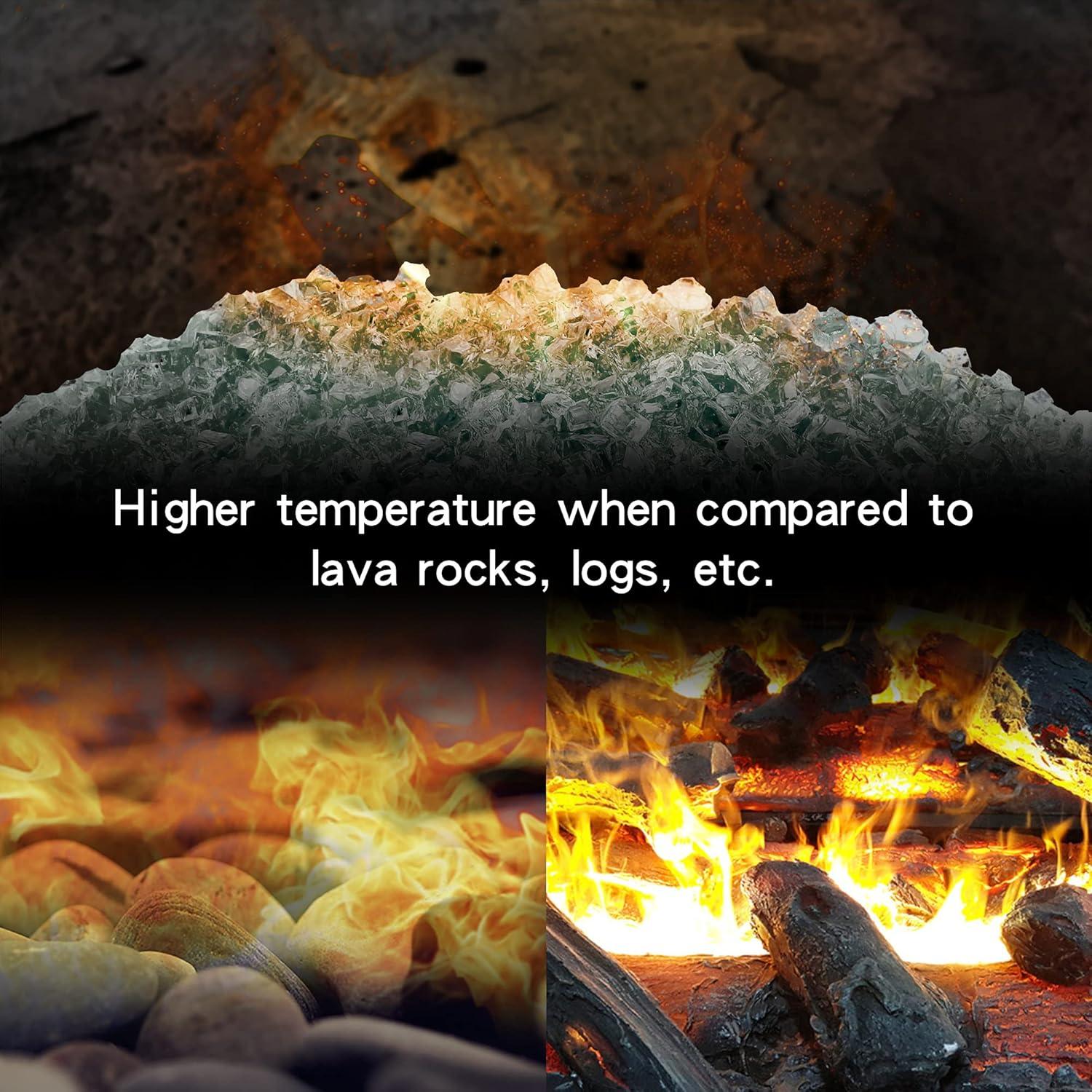 Stanbroil 10-Pound Fire Glass – 1/2 inch Tempered Fire Glass for Fireplace Fire Pit, Crystal Ice