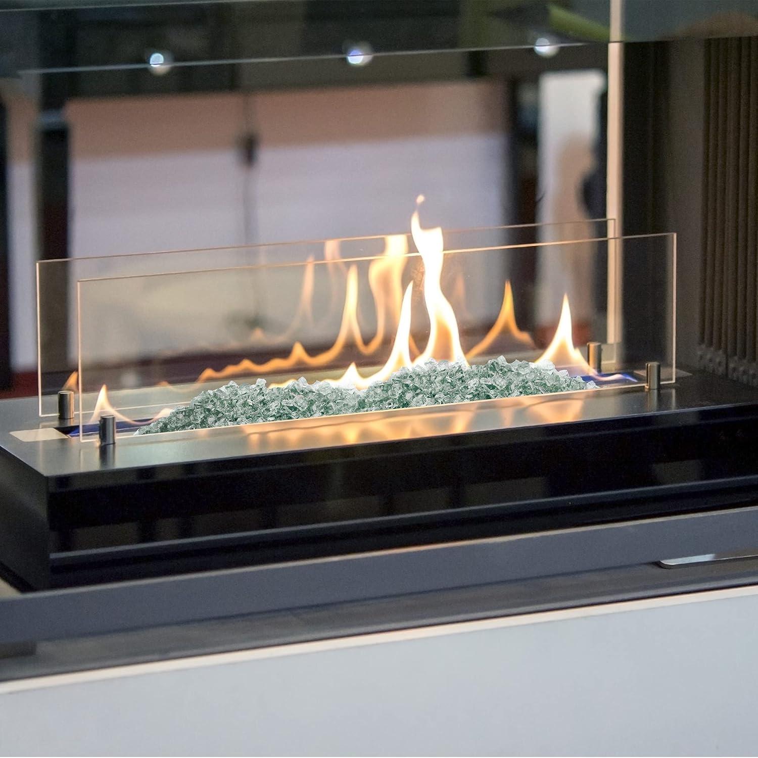 Stanbroil 10-Pound Fire Glass – 1/2 inch Tempered Fire Glass for Fireplace Fire Pit, Crystal Ice