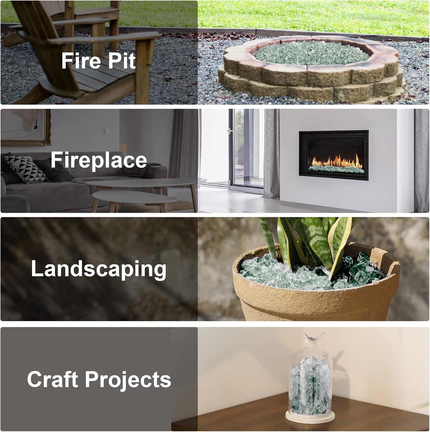 Stanbroil 10-Pound Fire Glass – 1/2 inch Tempered Fire Glass for Fireplace Fire Pit, Crystal Ice
