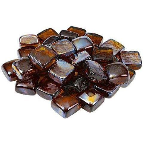 Stanbroil 10-Pound Fire Glass Cubes – 1 inch Fire Glass for Fireplace Fire Pit, Royal Cobalt Blue Reflective(Amber Reflective)