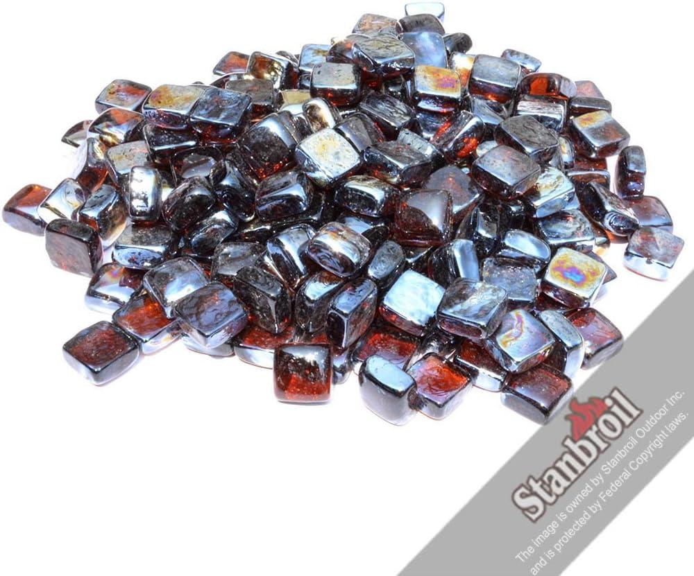 Stanbroil 10-Pound Fire Glass Cubes – 1 inch Fire Glass for Fireplace Fire Pit, Royal Cobalt Blue Reflective(Amber Reflective)