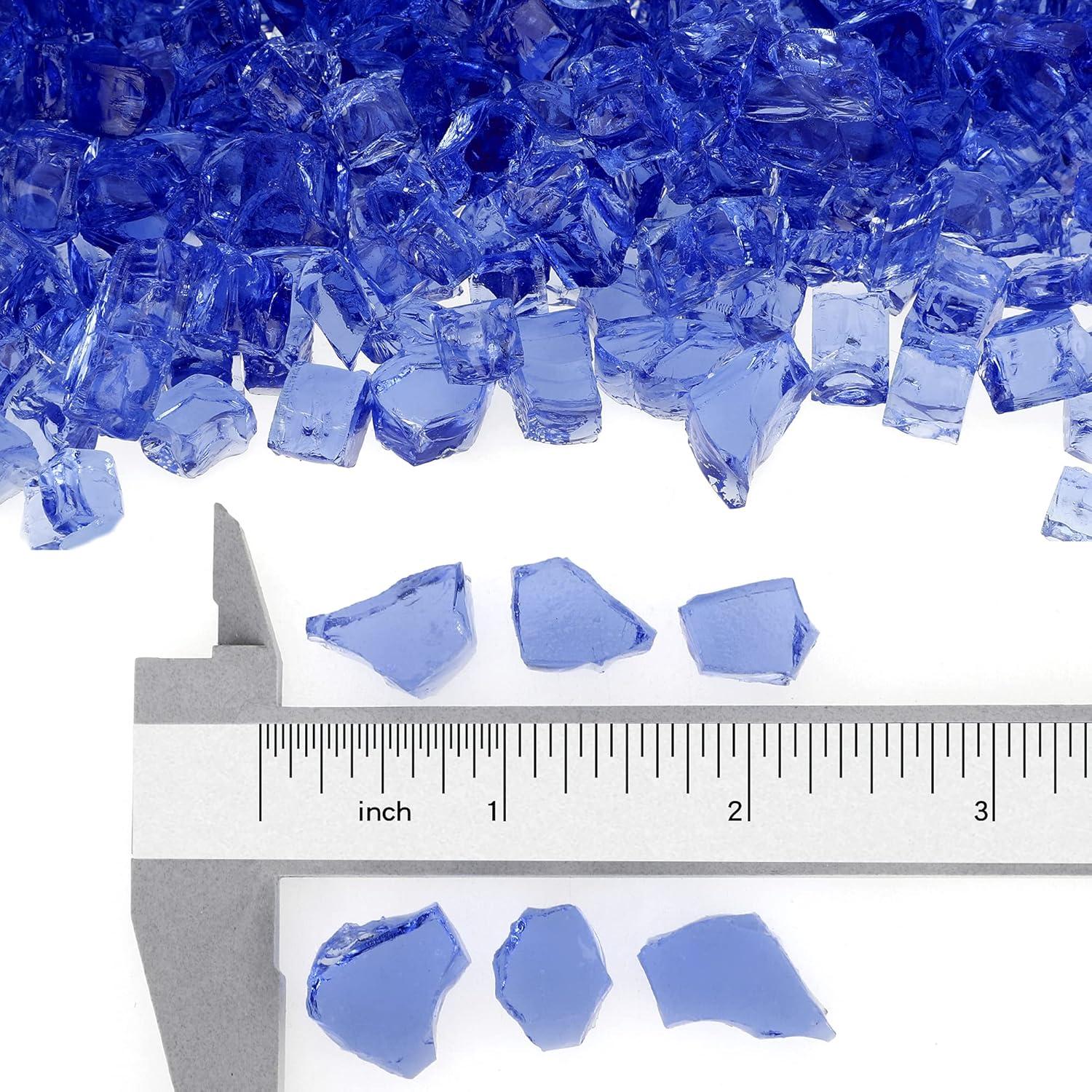 Stanbroil 10-Pound Fire Glass – 1/2 inch Tempered Fire Glass for Fireplace Fire Pit, Cobalt Blue