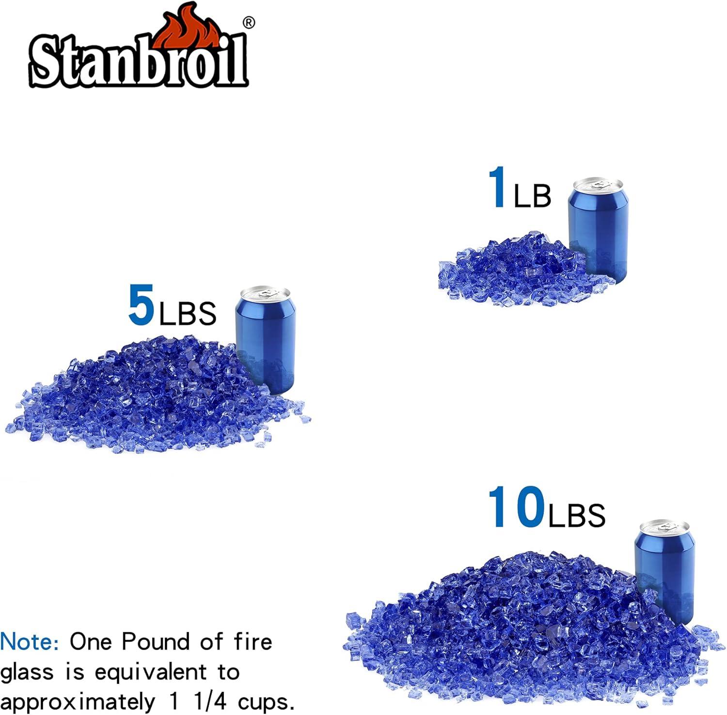 Stanbroil 10-Pound Fire Glass – 1/2 inch Tempered Fire Glass for Fireplace Fire Pit, Cobalt Blue