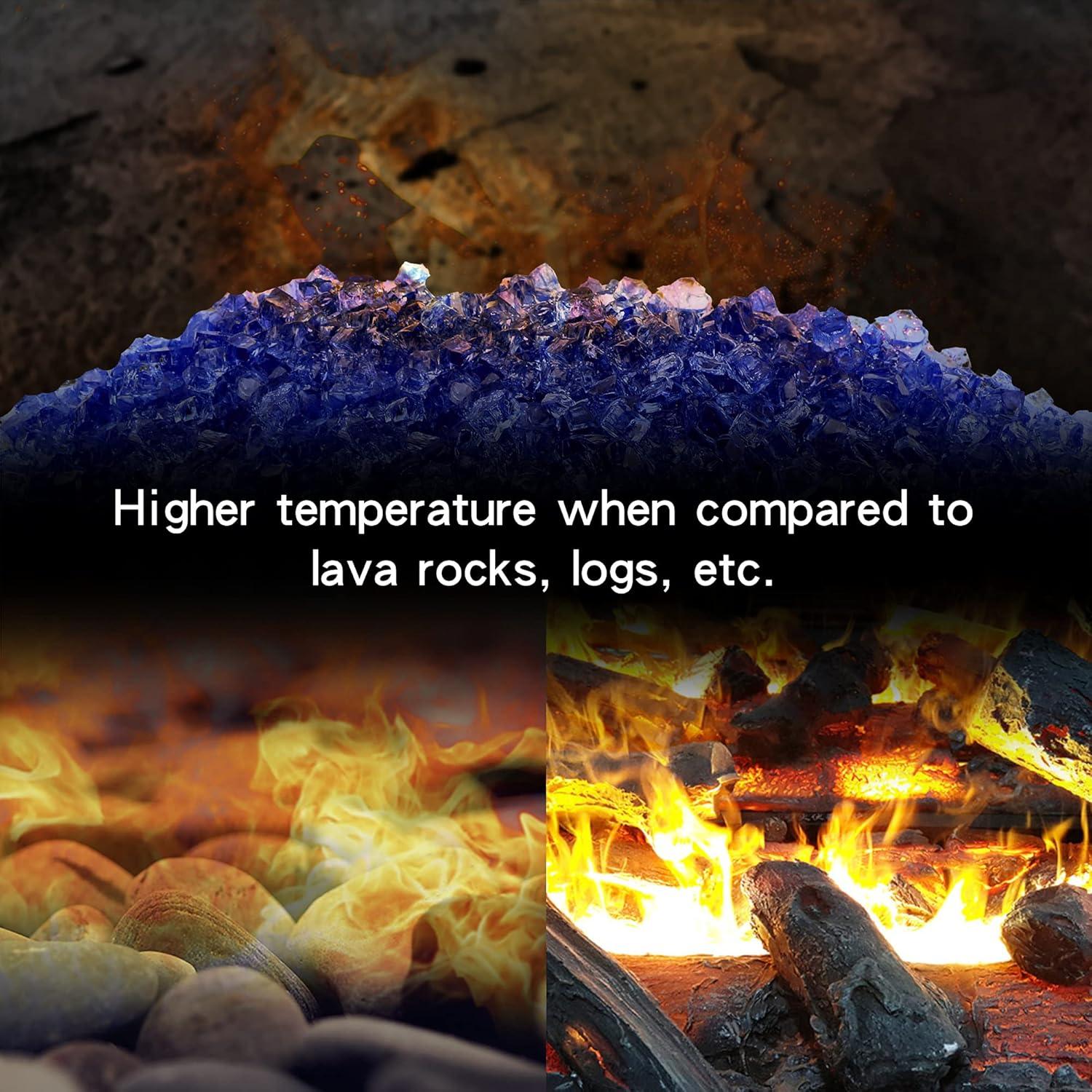 Stanbroil 10-Pound Fire Glass – 1/2 inch Tempered Fire Glass for Fireplace Fire Pit, Cobalt Blue