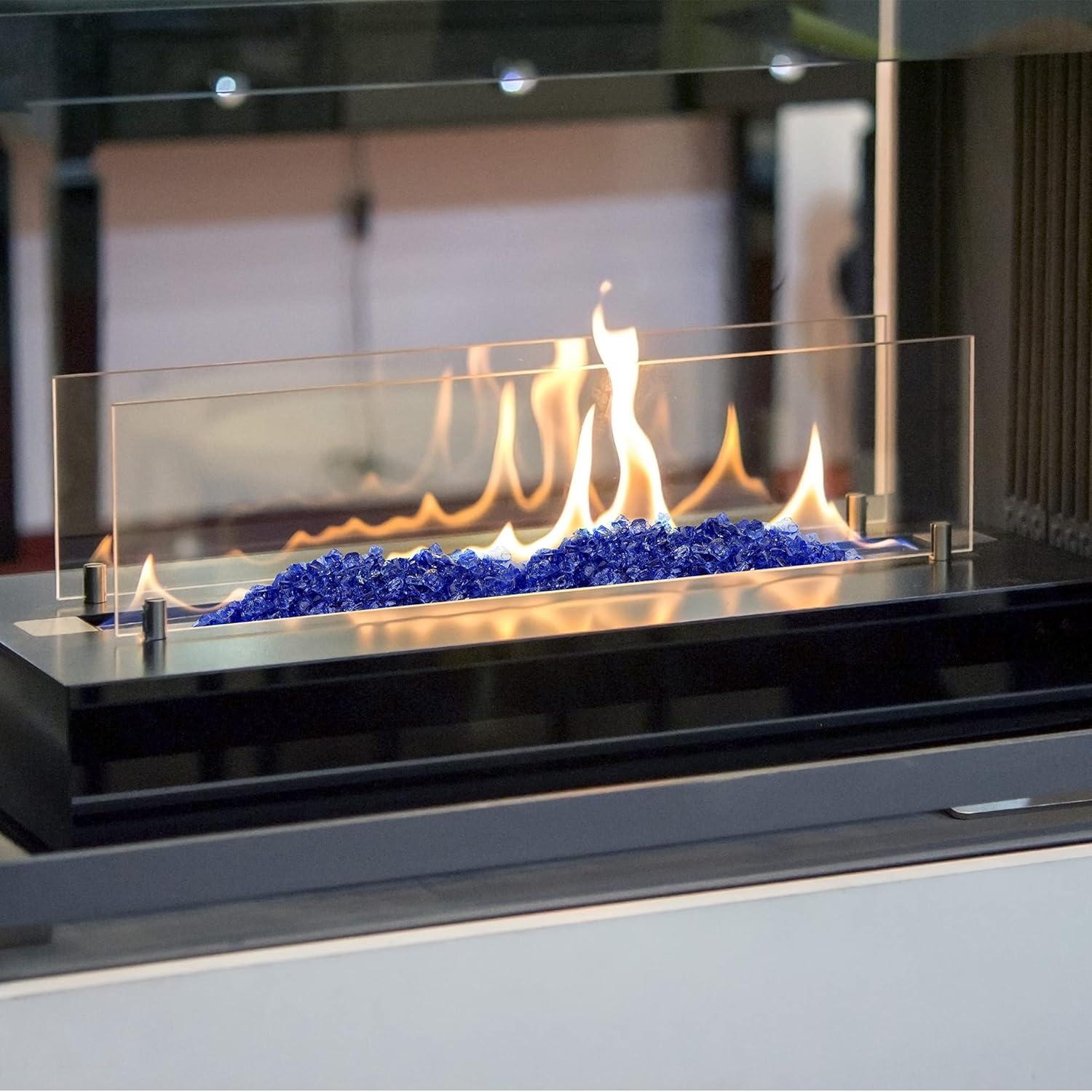 Stanbroil 10-Pound Fire Glass – 1/2 inch Tempered Fire Glass for Fireplace Fire Pit, Cobalt Blue