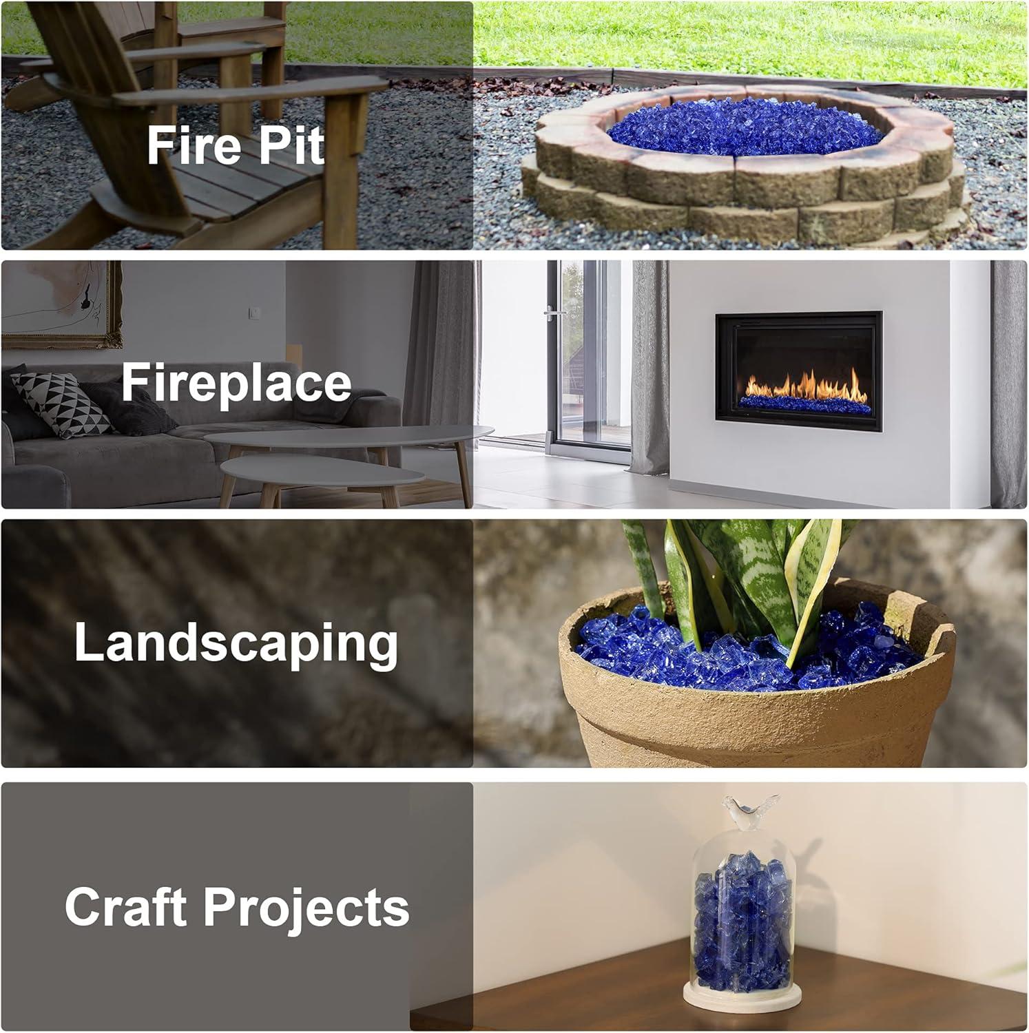 Stanbroil 10-Pound Fire Glass – 1/2 inch Tempered Fire Glass for Fireplace Fire Pit, Cobalt Blue