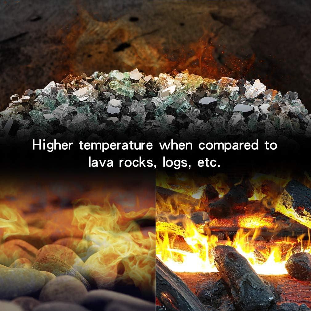 Stanbroil 10-Pound Blended Fire Glass – 1/2 inch Reflective Tempered Gold, Platinum, Copper for Indoor and Outdoor Gas Fire Pits and Fireplaces(Onyx Black  Platinum  Light Green)