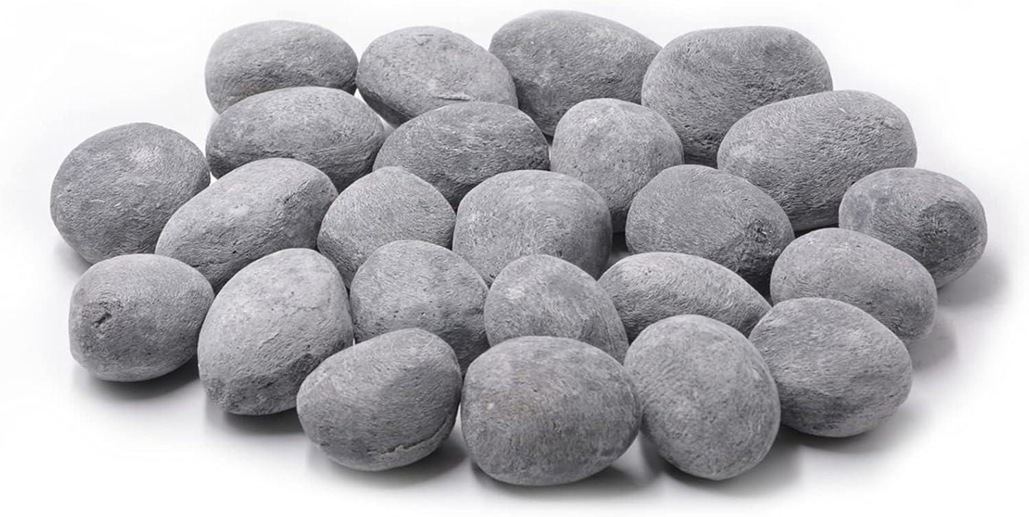 Stanbroil 24pcs Light Weight Ceramic Fiber Pebble Stones for Fire Pit and Fireplace – Grey(24pcs  Grey)