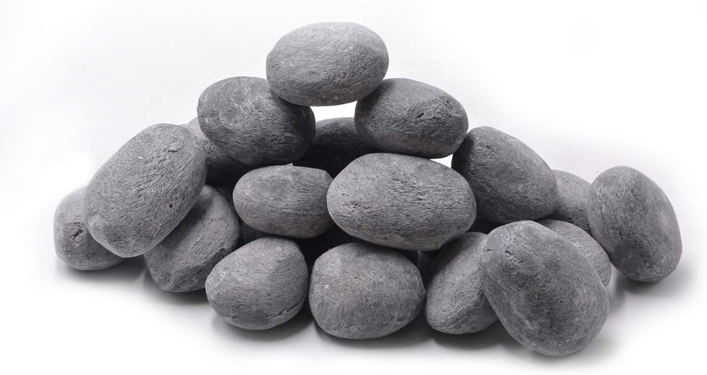 Stanbroil 24pcs Light Weight Ceramic Fiber Pebble Stones for Fire Pit and Fireplace – Grey(24pcs  Grey)