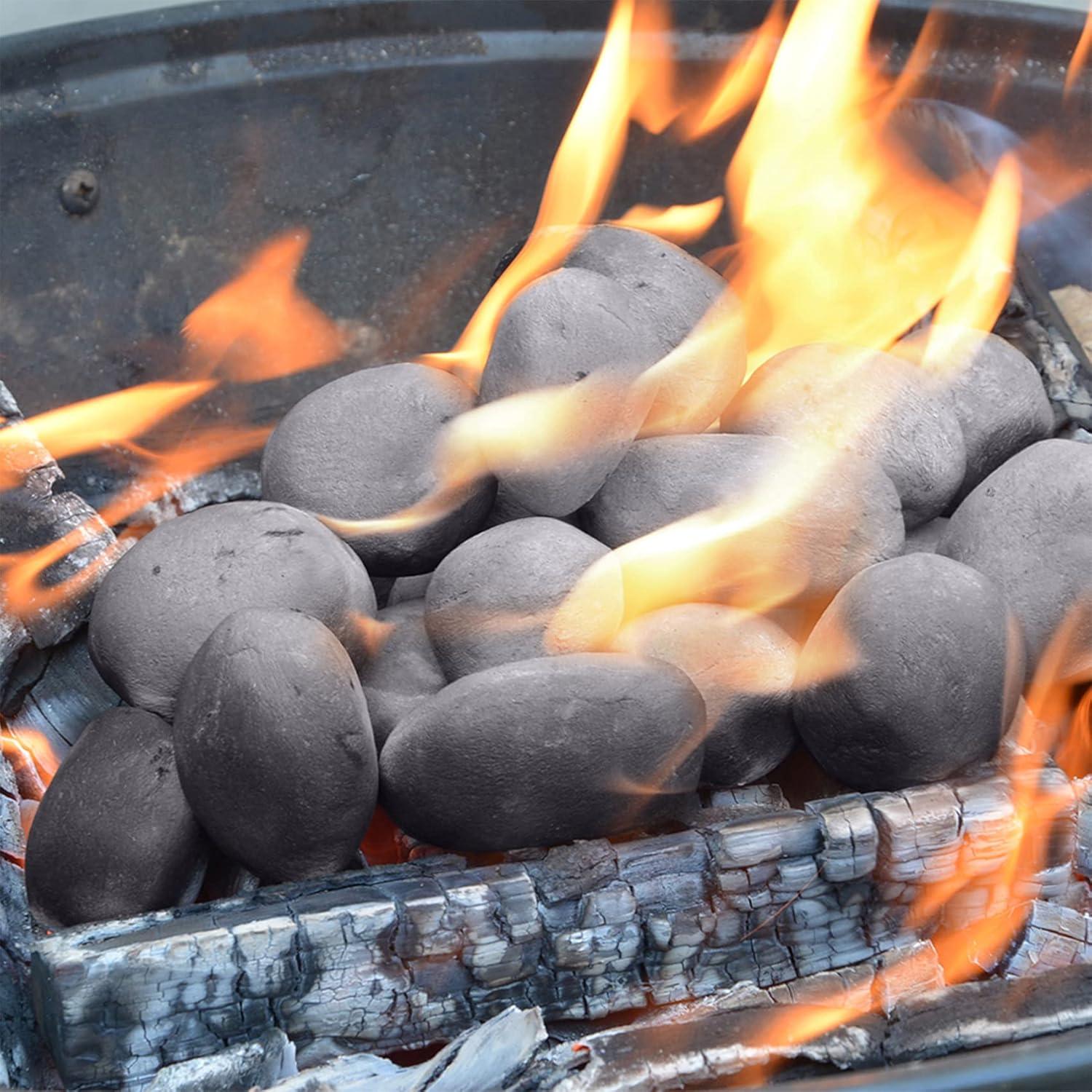 Stanbroil 24pcs Light Weight Ceramic Fiber Pebble Stones for Fire Pit and Fireplace – Grey(24pcs  Grey)
