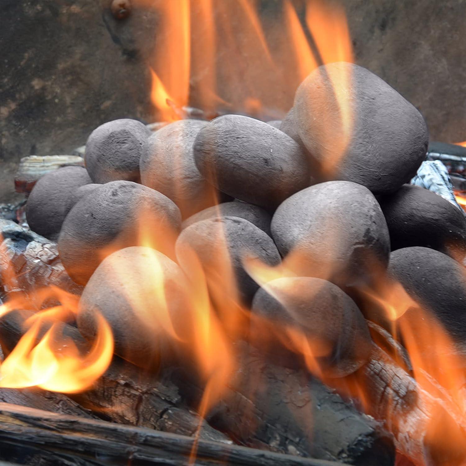 Stanbroil 24pcs Light Weight Ceramic Fiber Pebble Stones for Fire Pit and Fireplace – Grey(24pcs  Grey)