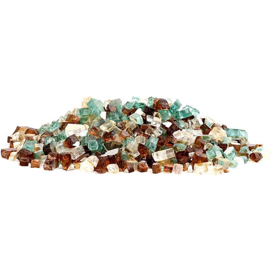 Stanbroil 10-Pound Blended Fire Glass – 1/2 inch Reflective Tempered Gold, Platinum, Copper for Indoor and Outdoor Gas Fire Pits and Fireplaces(Gold  Light Green  Copper)