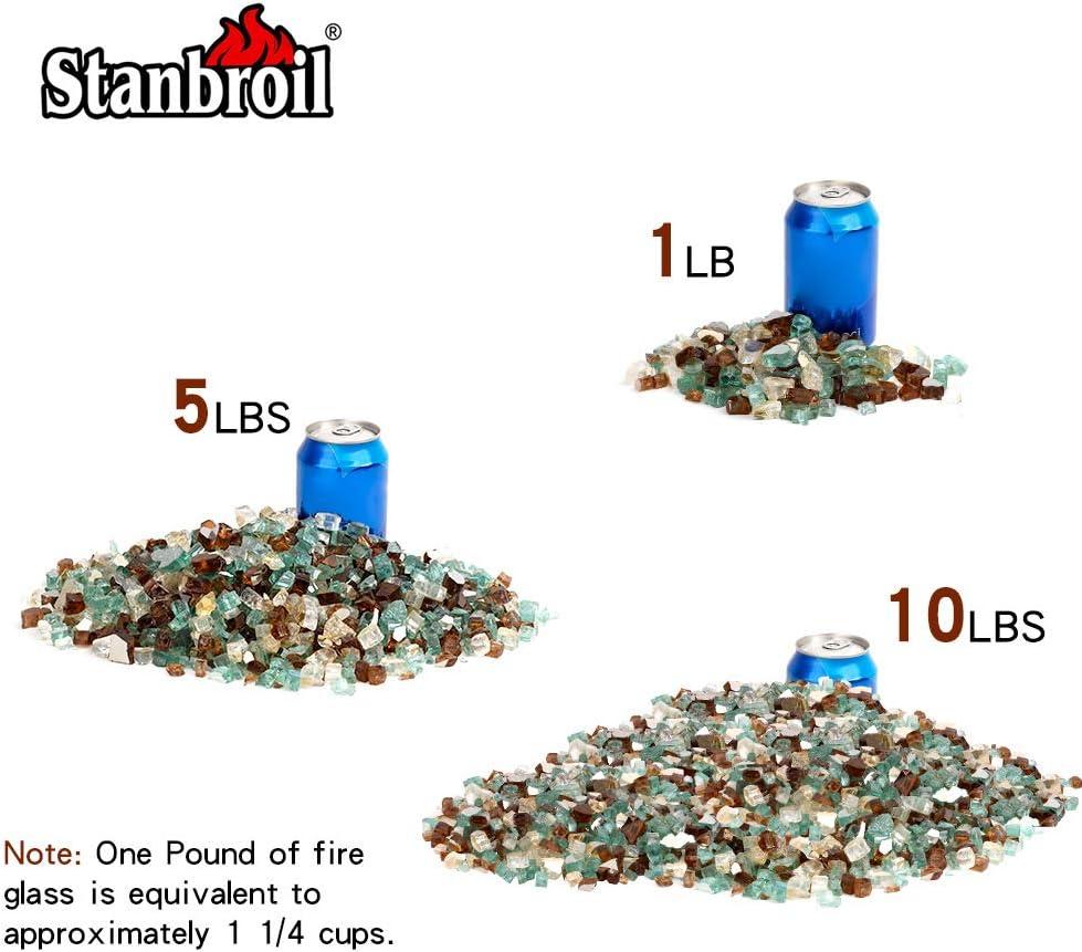 Stanbroil 10-Pound Blended Fire Glass – 1/2 inch Reflective Tempered Gold, Platinum, Copper for Indoor and Outdoor Gas Fire Pits and Fireplaces(Gold  Light Green  Copper)