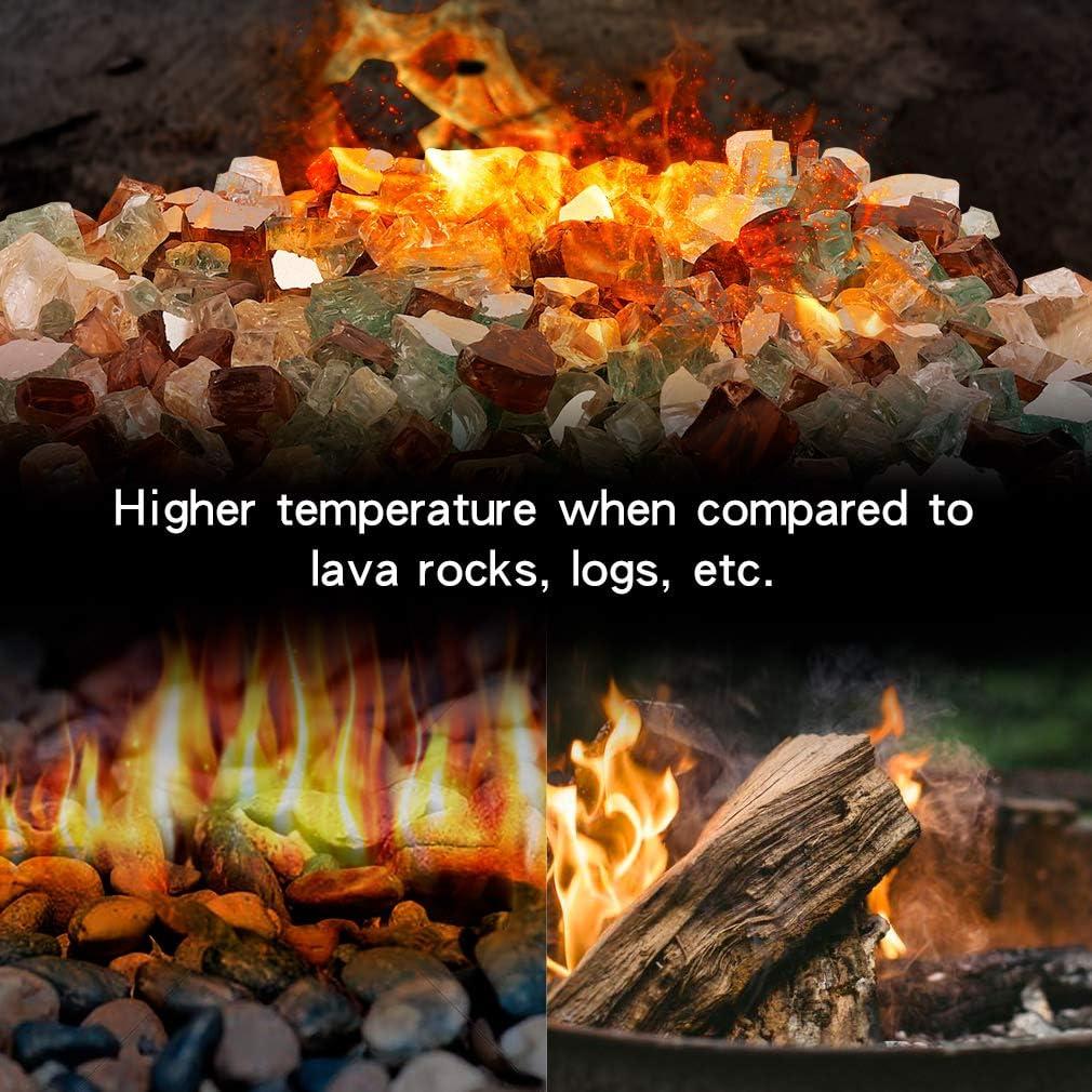 Stanbroil 10-Pound Blended Fire Glass – 1/2 inch Reflective Tempered Gold, Platinum, Copper for Indoor and Outdoor Gas Fire Pits and Fireplaces(Gold  Light Green  Copper)