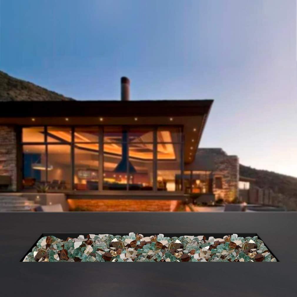 Stanbroil 10-Pound Blended Fire Glass – 1/2 inch Reflective Tempered Gold, Platinum, Copper for Indoor and Outdoor Gas Fire Pits and Fireplaces(Gold  Light Green  Copper)