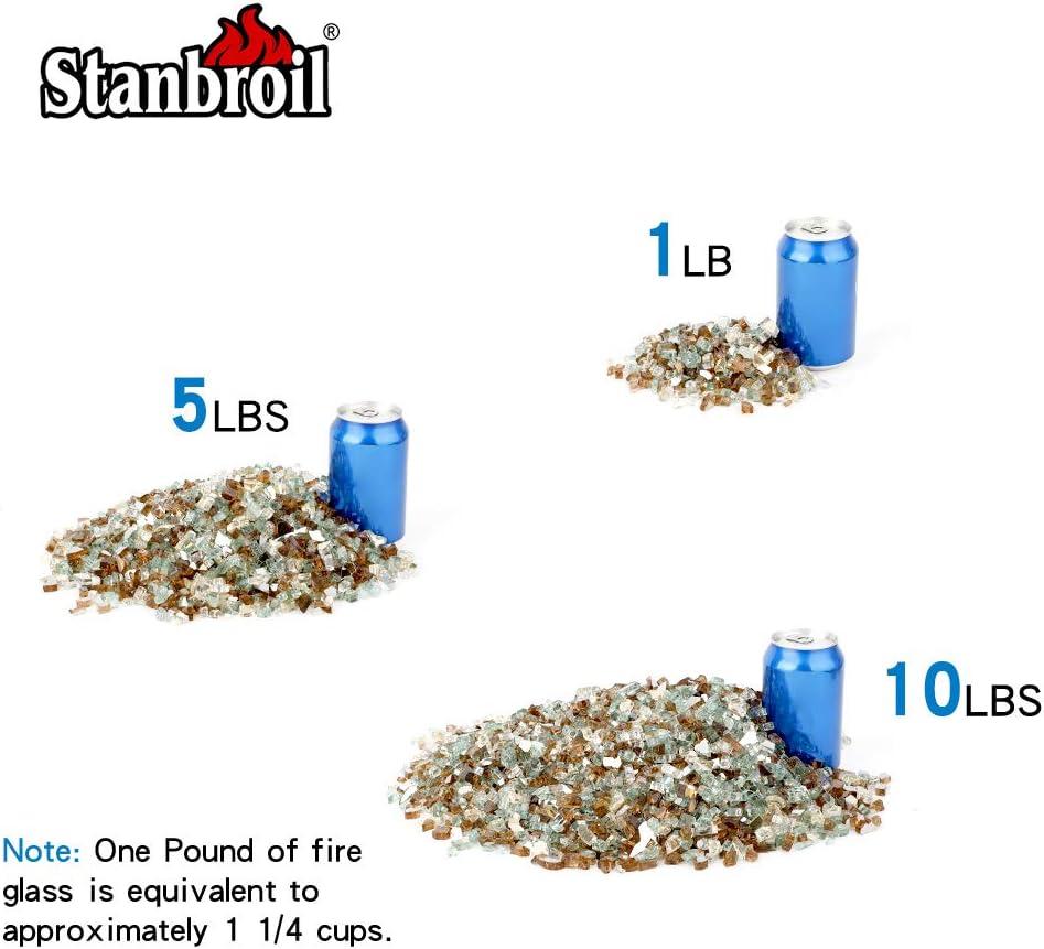 Stanbroil 10-Pound Blended Fire Glass – 1/2 inch Reflective Tempered Gold, Platinum, Copper for Indoor and Outdoor Gas Fire Pits and Fireplaces(Gold  Light Green  Copper)