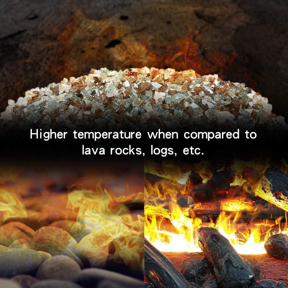 Stanbroil 10-Pound Blended Fire Glass – 1/2 inch Reflective Tempered Gold, Platinum, Copper for Indoor and Outdoor Gas Fire Pits and Fireplaces(Gold  Light Green  Copper)