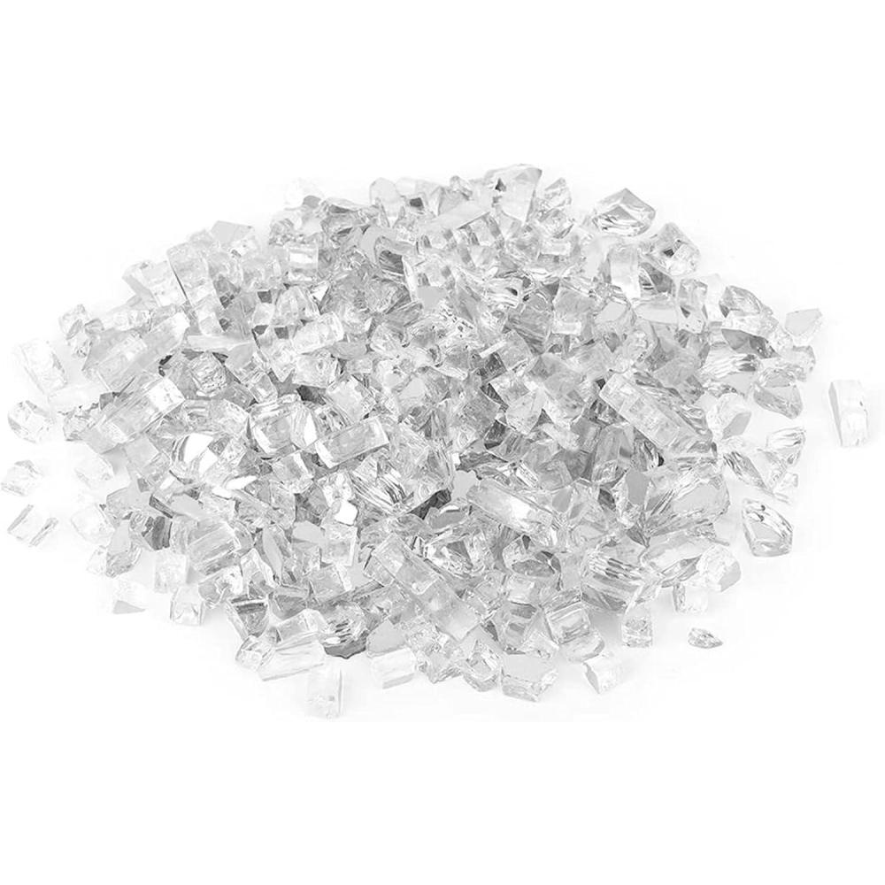 Stanbroil 10-Pound Fire Glass – 1/2 inch Tempered Fire Glass for Fireplace Fire Pit, High Luster Platinum