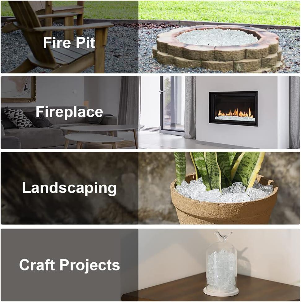 Stanbroil 10-Pound Fire Glass – 1/2 inch Tempered Fire Glass for Fireplace Fire Pit, High Luster Platinum