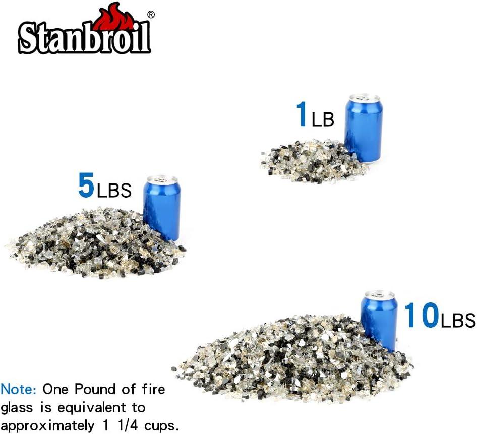 Stanbroil 10-Pound Blended Fire Glass – 1/2 inch Reflective Tempered Gold, Platinum, Copper for Indoor and Outdoor Gas Fire Pits and Fireplaces(Onyx Black  Platinum  Gold)