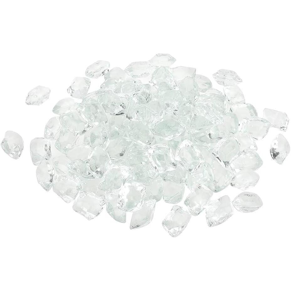 Stanbroil 10-Pound Fire Glass – 1/2 inch Polygon Fire Glass for Fireplace Fire Pit and Landscaping, Amber(Crystal)
