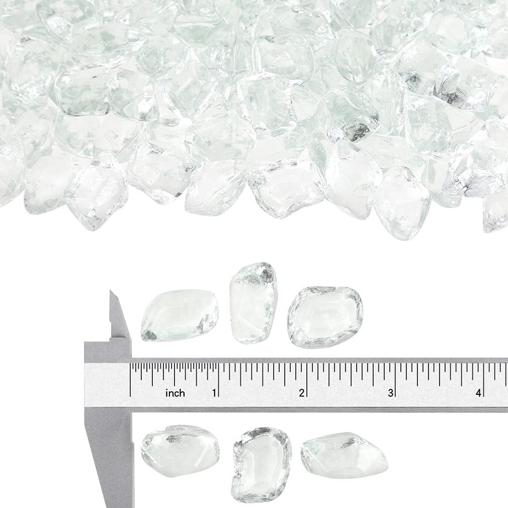 Stanbroil 10-Pound Fire Glass – 1/2 inch Polygon Fire Glass for Fireplace Fire Pit and Landscaping, Amber(Crystal)