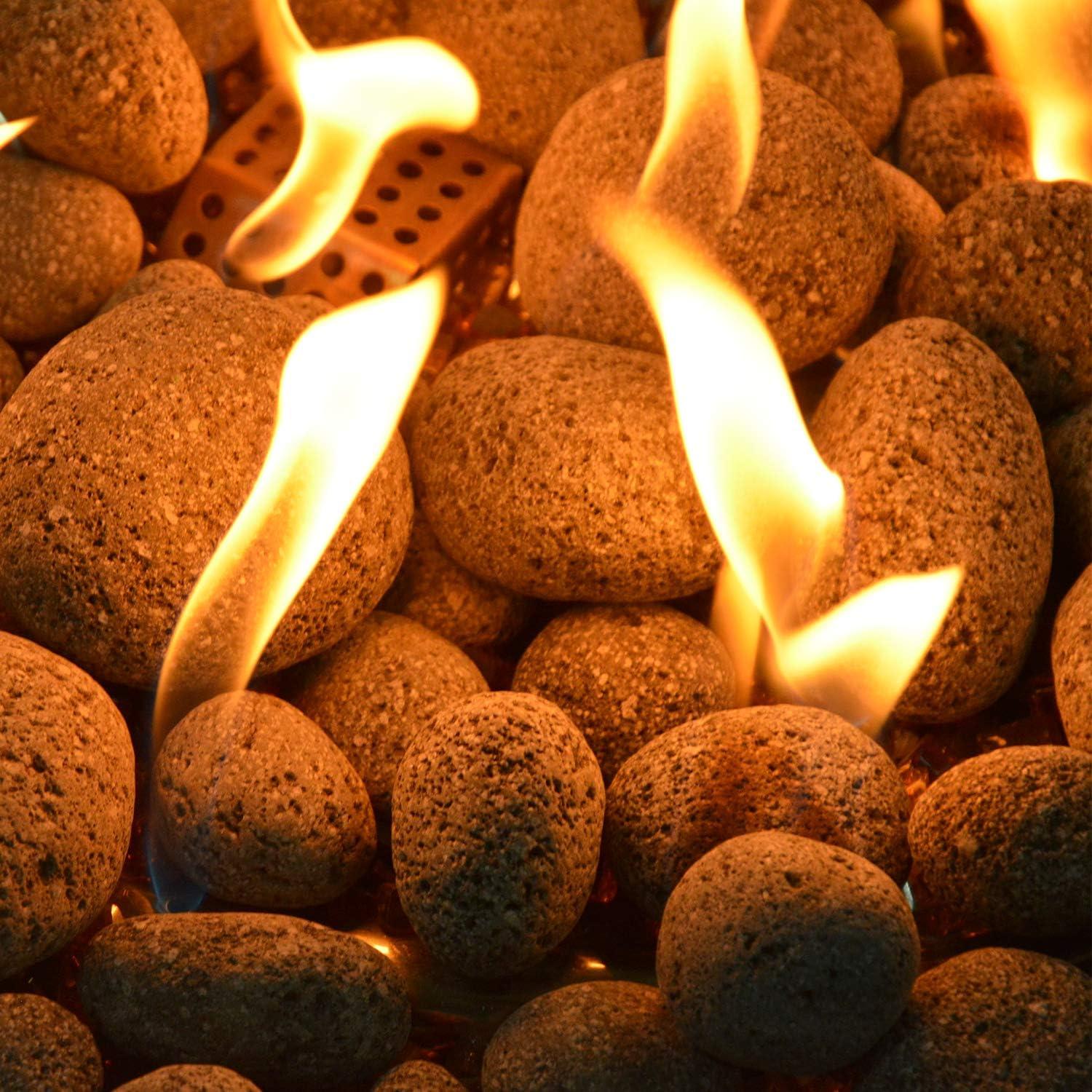 Stanbroil Tumbled Lava Rock Pebbles for Indoor or Outdoor Gas Fire Pits and Fireplaces – 10 pounds (1/2″-1″)(10 pounds  1/2-1 Inch)