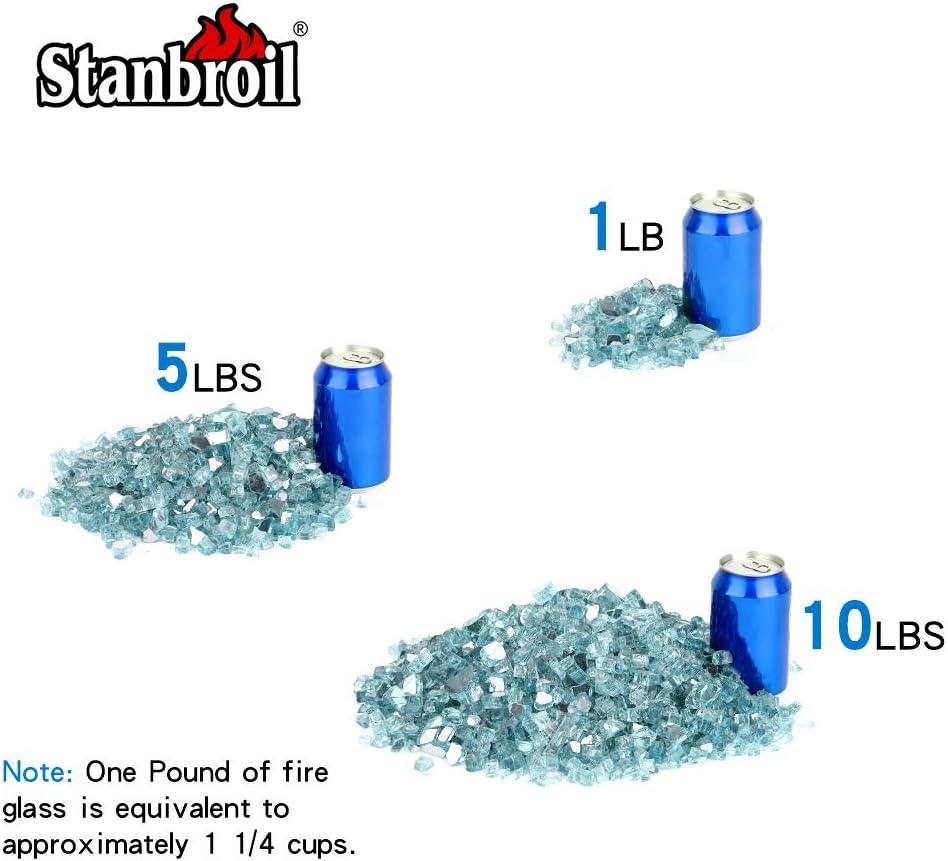 Stanbroil 10-Pound Fire Glass – 1/4 inch Reflective Tempered Fire Glass for Fireplace Fire Pit, Copper Reflective Fireglass(Aqua Blue Reflective)