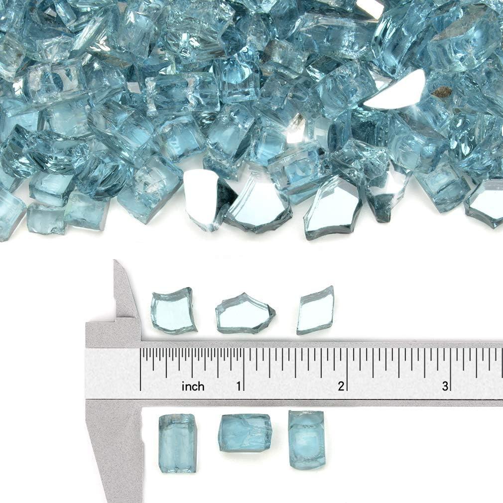 Stanbroil 10-Pound Fire Glass – 1/4 inch Reflective Tempered Fire Glass for Fireplace Fire Pit, Copper Reflective Fireglass(Aqua Blue Reflective)