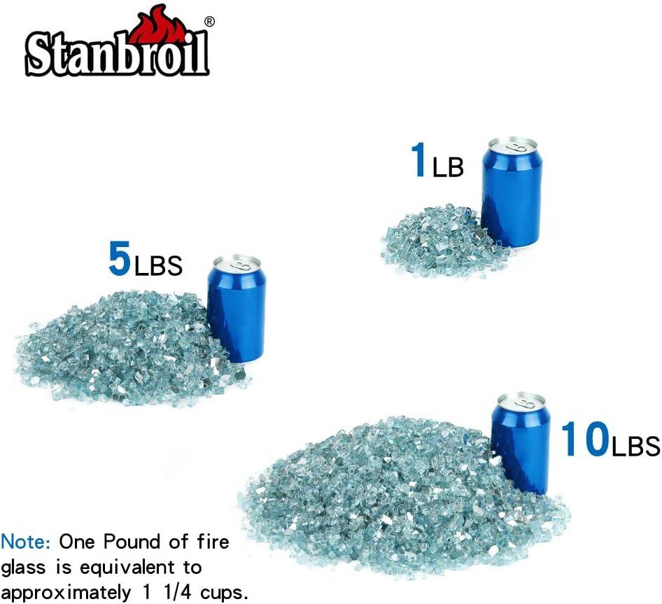 Stanbroil 10-Pound Fire Glass – 1/4 inch Reflective Tempered Fire Glass for Fireplace Fire Pit, Copper Reflective Fireglass(Aqua Blue Reflective)