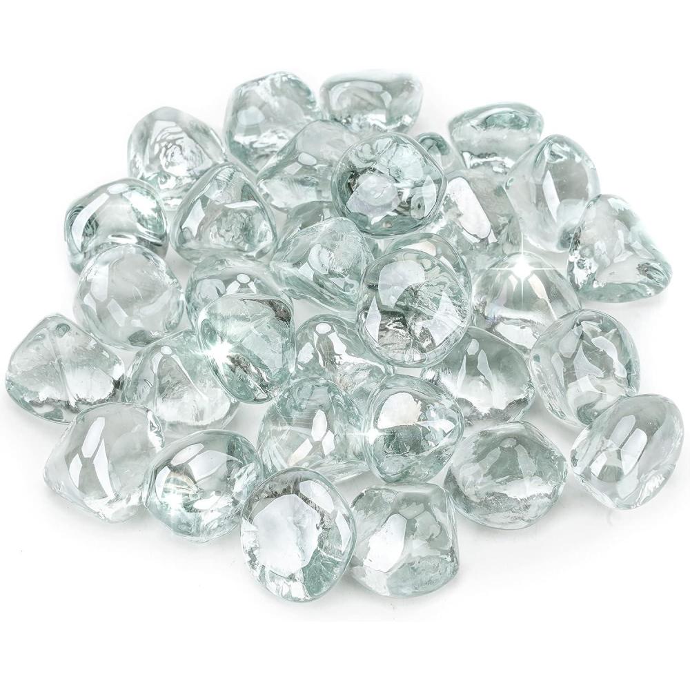 Stanbroil 10-Pound Fire Glass Diamonds – 1/2 inch Luster Fire Glass for Fireplace Fire Pit and Landscaping, Emerald Green Luster(Crystal Ice Luster)