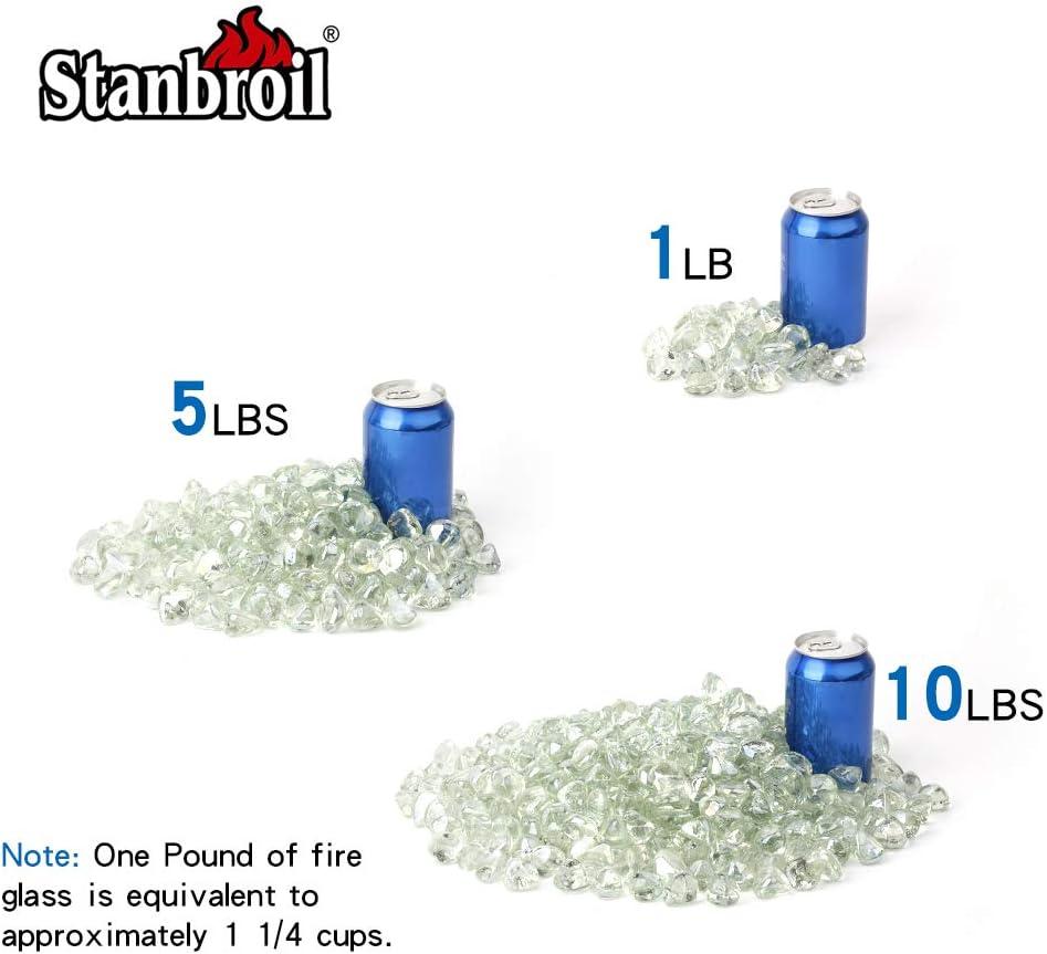 Stanbroil 10-Pound Fire Glass Diamonds – 1/2 inch Luster Fire Glass for Fireplace Fire Pit and Landscaping, Emerald Green Luster(Crystal Ice Luster)