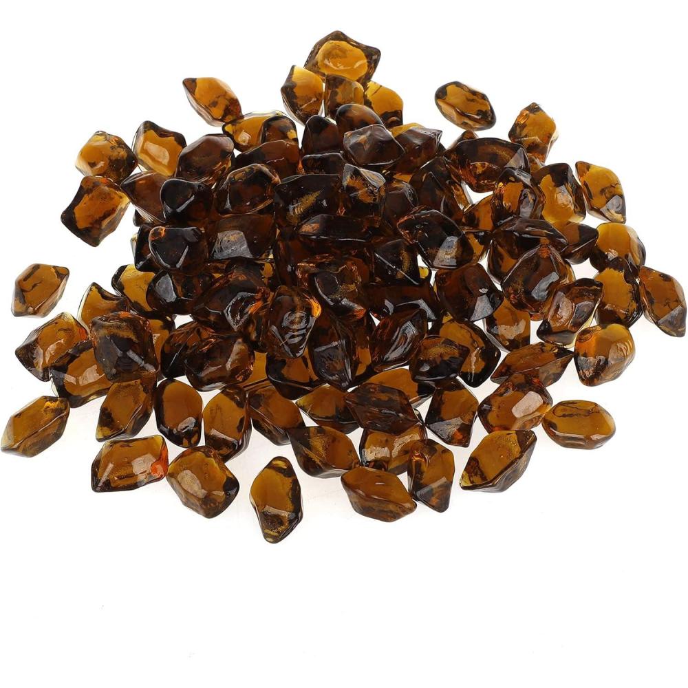 Stanbroil 10-Pound Fire Glass – 1/2 inch Polygon Fire Glass for Fireplace Fire Pit and Landscaping, Amber(Amber)