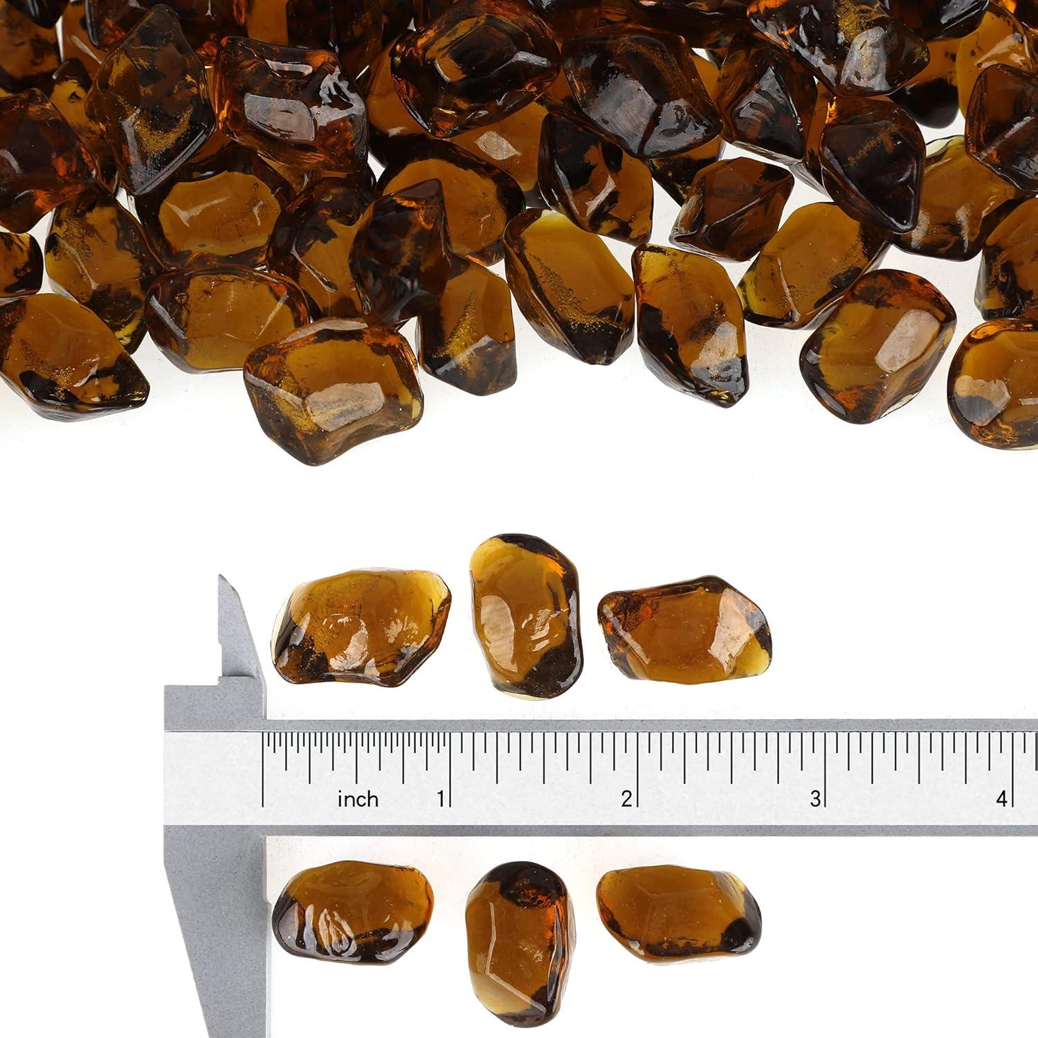 Stanbroil 10-Pound Fire Glass – 1/2 inch Polygon Fire Glass for Fireplace Fire Pit and Landscaping, Amber(Amber)