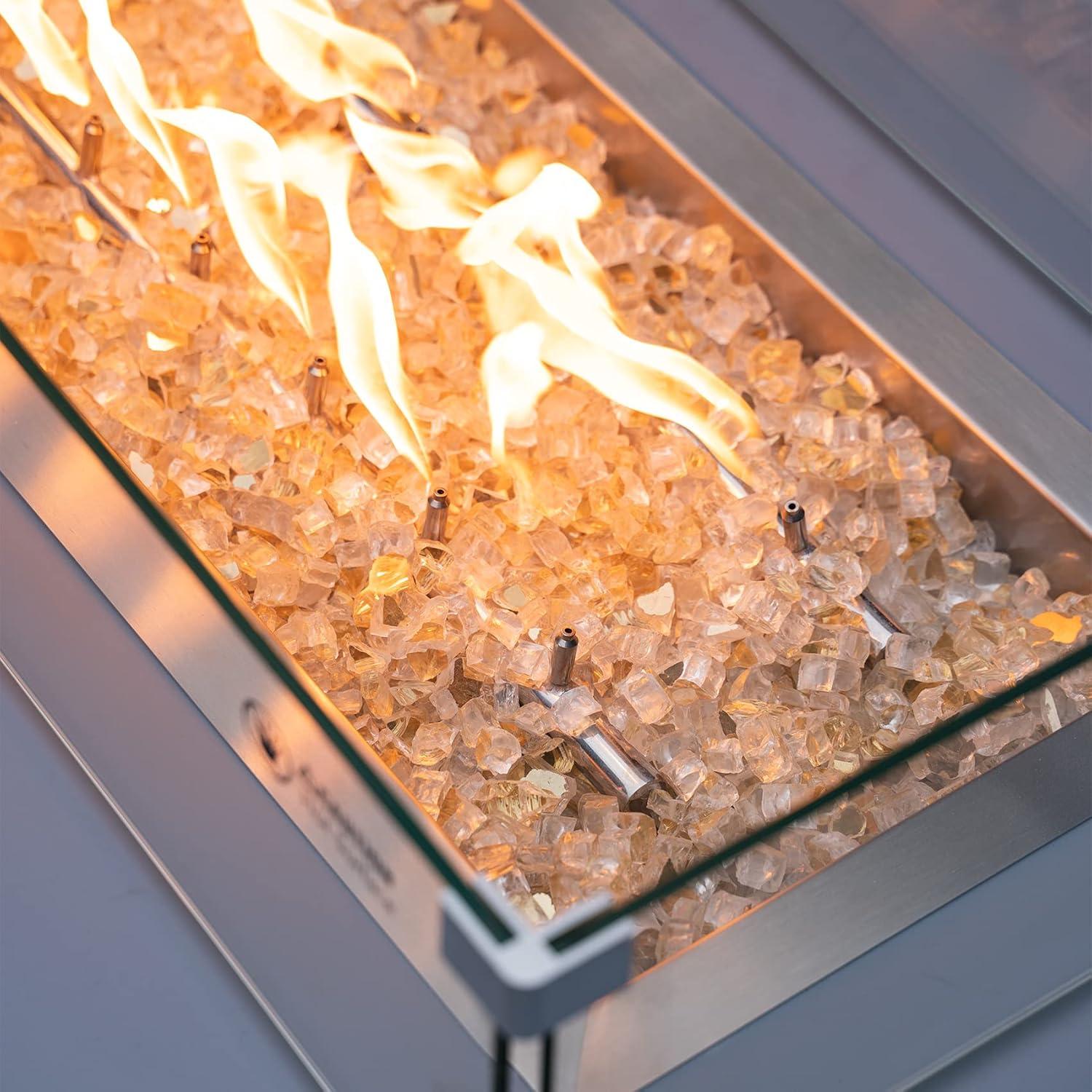 Stanbroil 10-Pound Fire Glass – 1/4 inch Reflective Tempered Fire Glass for Fireplace Fire Pit, Copper Reflective Fireglass(Gold Reflective)