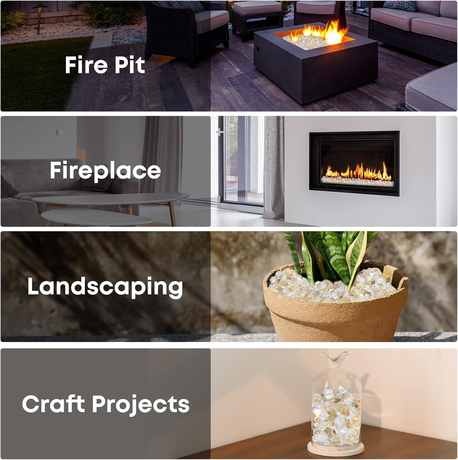 Stanbroil 10-Pound Fire Glass – 1/4 inch Reflective Tempered Fire Glass for Fireplace Fire Pit, Copper Reflective Fireglass(Gold Reflective)