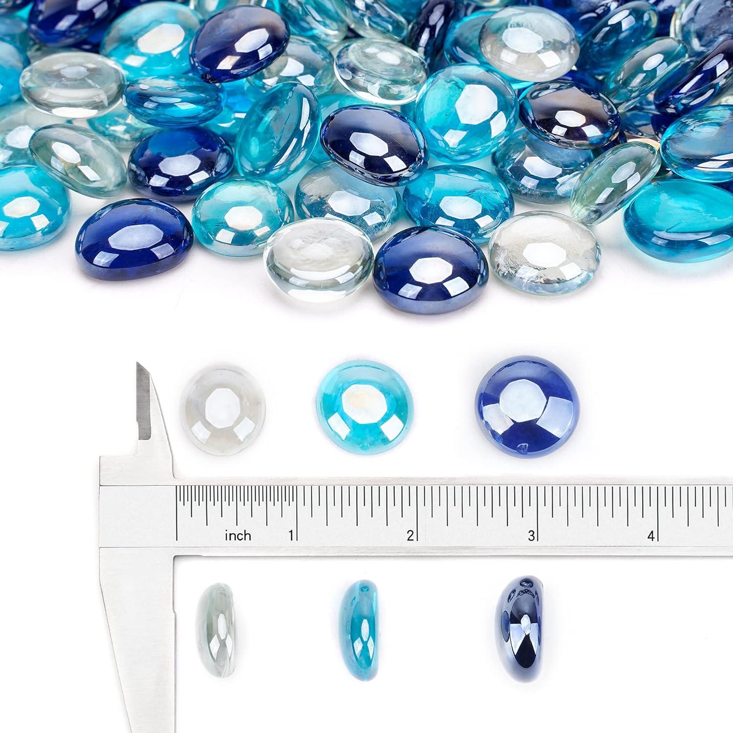 Stanbroil 10-Pound Blended Fire Glass Beads – 1/2 inch Fire Glass Drops Blended Caribbean Blue, Crystal Ice, Caramel Luster for Indoor and Outdoor Gas Fire Pits and Fireplaces(Cobalt Blue  Crystal Ice  Caribbean Blue)