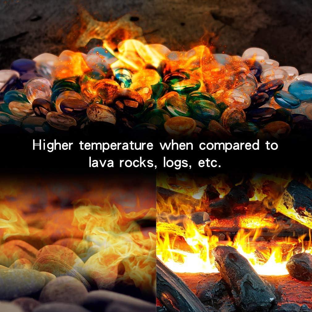 Stanbroil 10-Pound Blended Fire Glass Beads – 1/2 inch Fire Glass Drops Blended Caribbean Blue, Crystal Ice, Caramel Luster for Indoor and Outdoor Gas Fire Pits and Fireplaces(Cobalt Blue  Crystal Ice  Caribbean Blue)