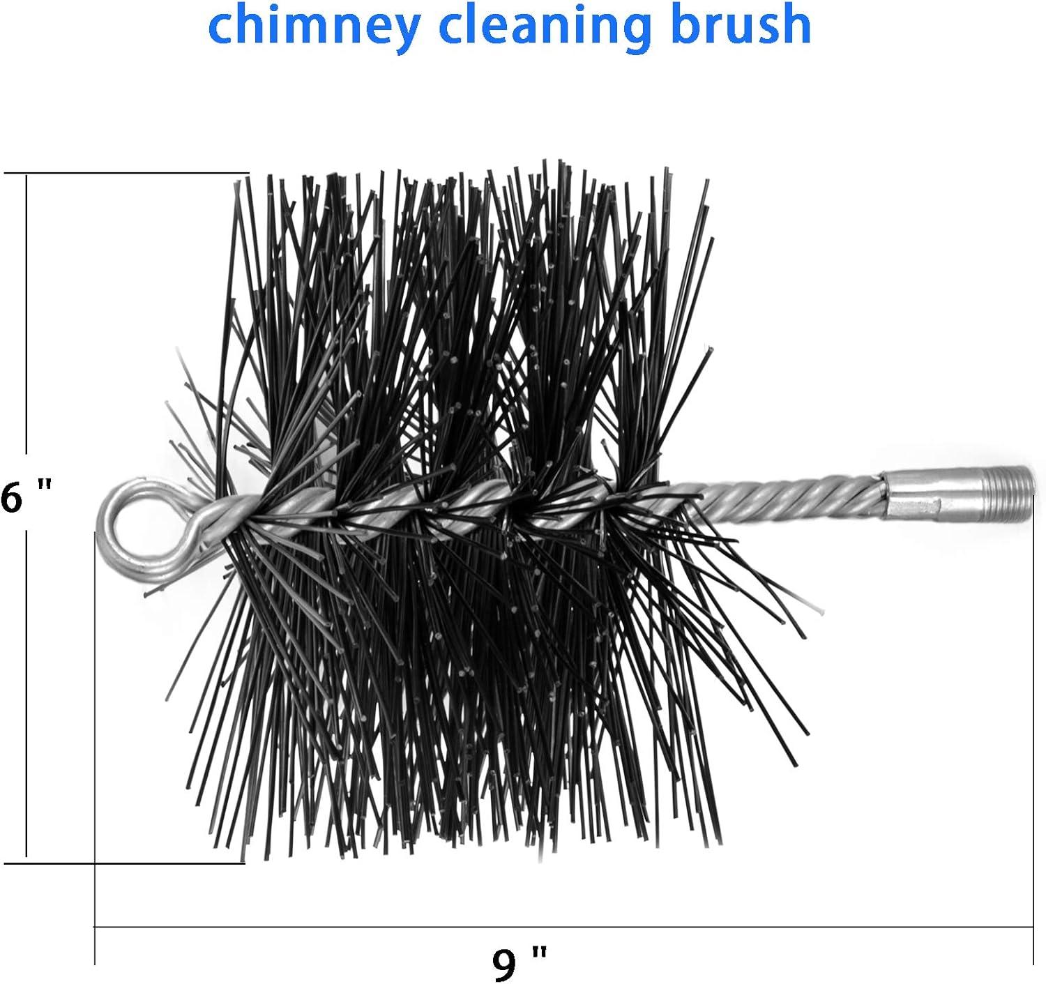 Stanbroil 6 Inch Round Chimney Cleaning Brush with 1/4″ NPT Fitting for Insulated Chimneys, Stainless Steel or Metal Stove Pipes- Works with Most Chimney Rod Sets(Polypropylene)