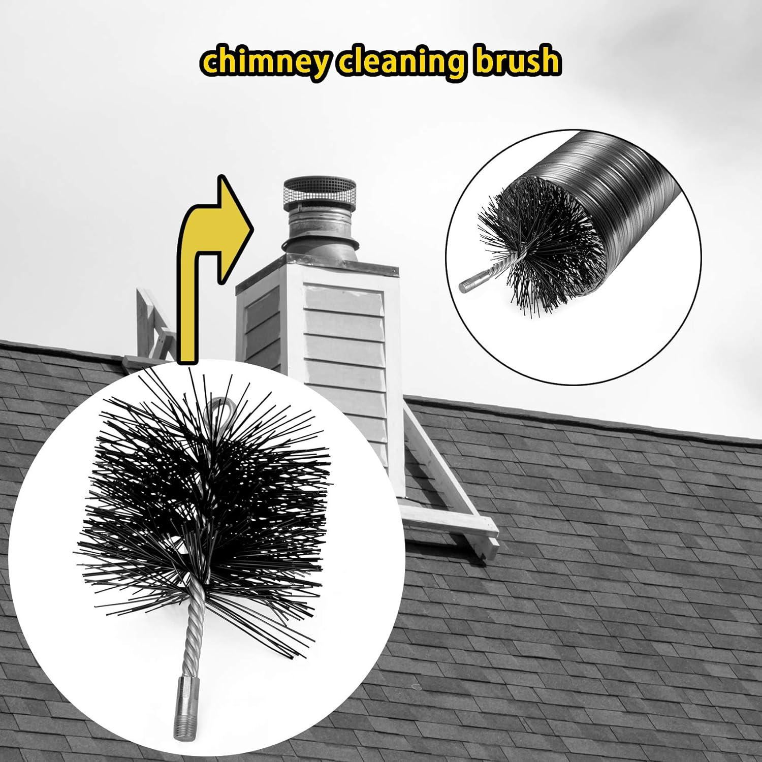 Stanbroil 6 Inch Round Chimney Cleaning Brush with 1/4″ NPT Fitting for Insulated Chimneys, Stainless Steel or Metal Stove Pipes- Works with Most Chimney Rod Sets(Polypropylene)