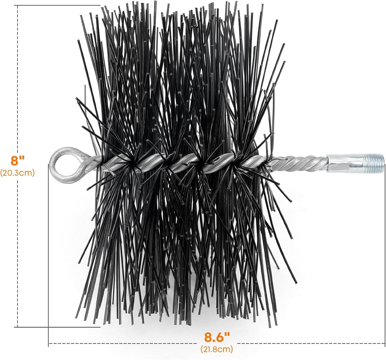 Stanbroil 6 Inch Round Chimney Cleaning Brush with 1/4″ NPT Fitting for Insulated Chimneys, Stainless Steel or Metal Stove Pipes- Works with Most Chimney Rod Sets(Polypropylene)