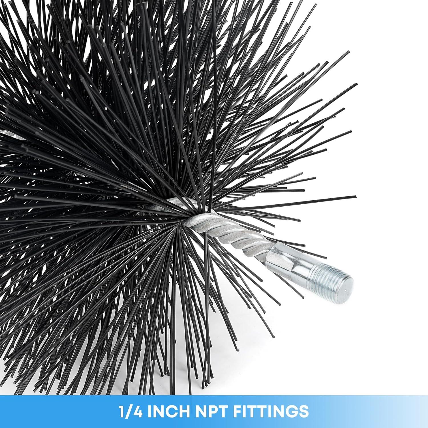 Stanbroil 6 Inch Round Chimney Cleaning Brush with 1/4″ NPT Fitting for Insulated Chimneys, Stainless Steel or Metal Stove Pipes- Works with Most Chimney Rod Sets(Polypropylene)