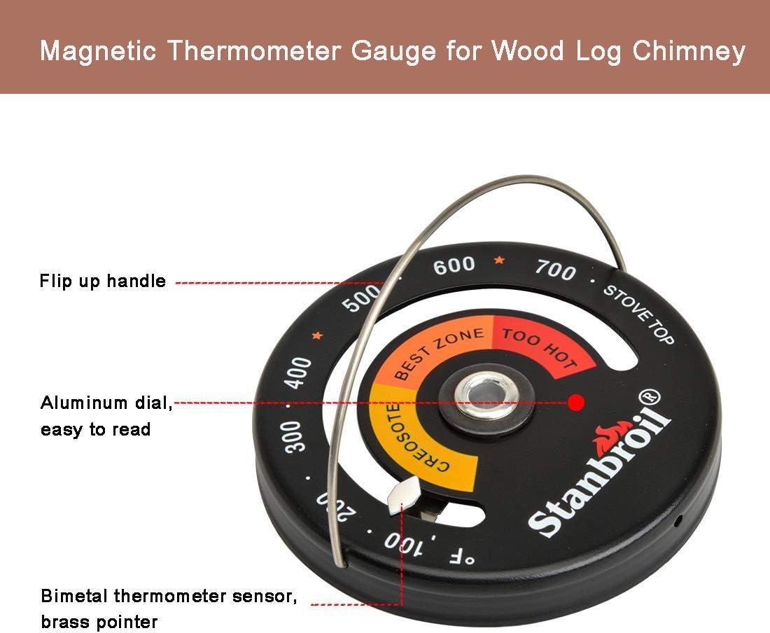 Stanbroil Magnetic Wood Stove Pipe Thermometer, Flue Pipe Temperature Meter for Wood Log Chimney Pipe(Stove Top Meter)