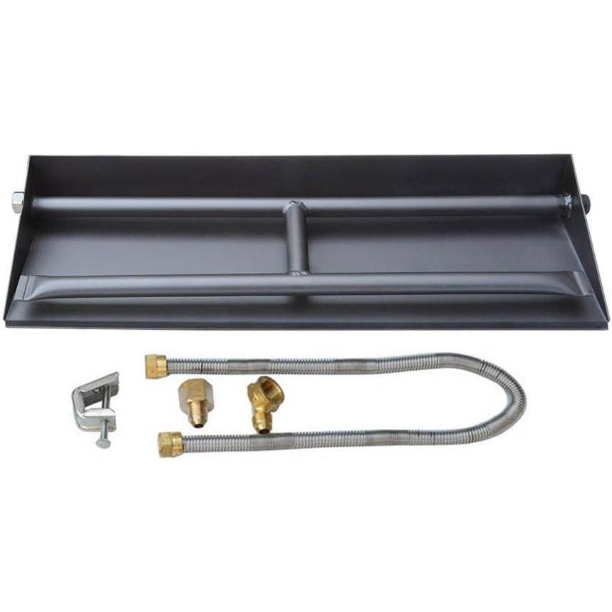 Stanbroil 20.5″ Natural Gas Powder Coated Steel Fireplace Dual Flame Pan Burner Kit(Alloy Steel)