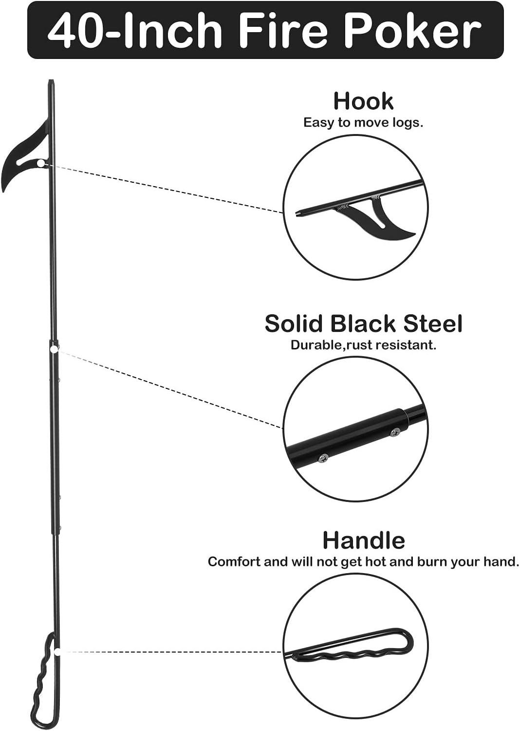Stanbroil Fire Poker for Fire Pit, 40″ Heavy Duty Fireplace Poker for Campfire Wood Stove Firewood Log Coals, Outdoor and Indoor Fireplace Fire Pit Tools(40 Inch)