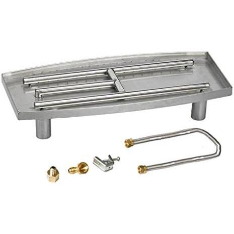 Stanbroil Stainless Steel Oval Drop-in Fire Pit Table Top Fireplace Pan with Burner Kit, 22″ x 10″ x 4″