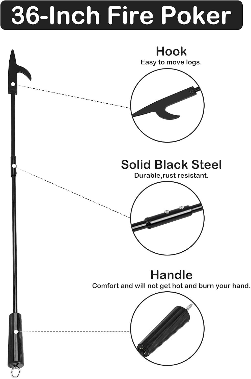 Stanbroil Fire Poker for Fire Pit, 40″ Heavy Duty Fireplace Poker for Campfire Wood Stove Firewood Log Coals, Outdoor and Indoor Fireplace Fire Pit Tools(36 Inch)